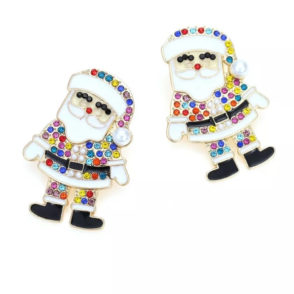 Christmas Holidays Colorful Santa Claus Earrings - Picture 6 of 9